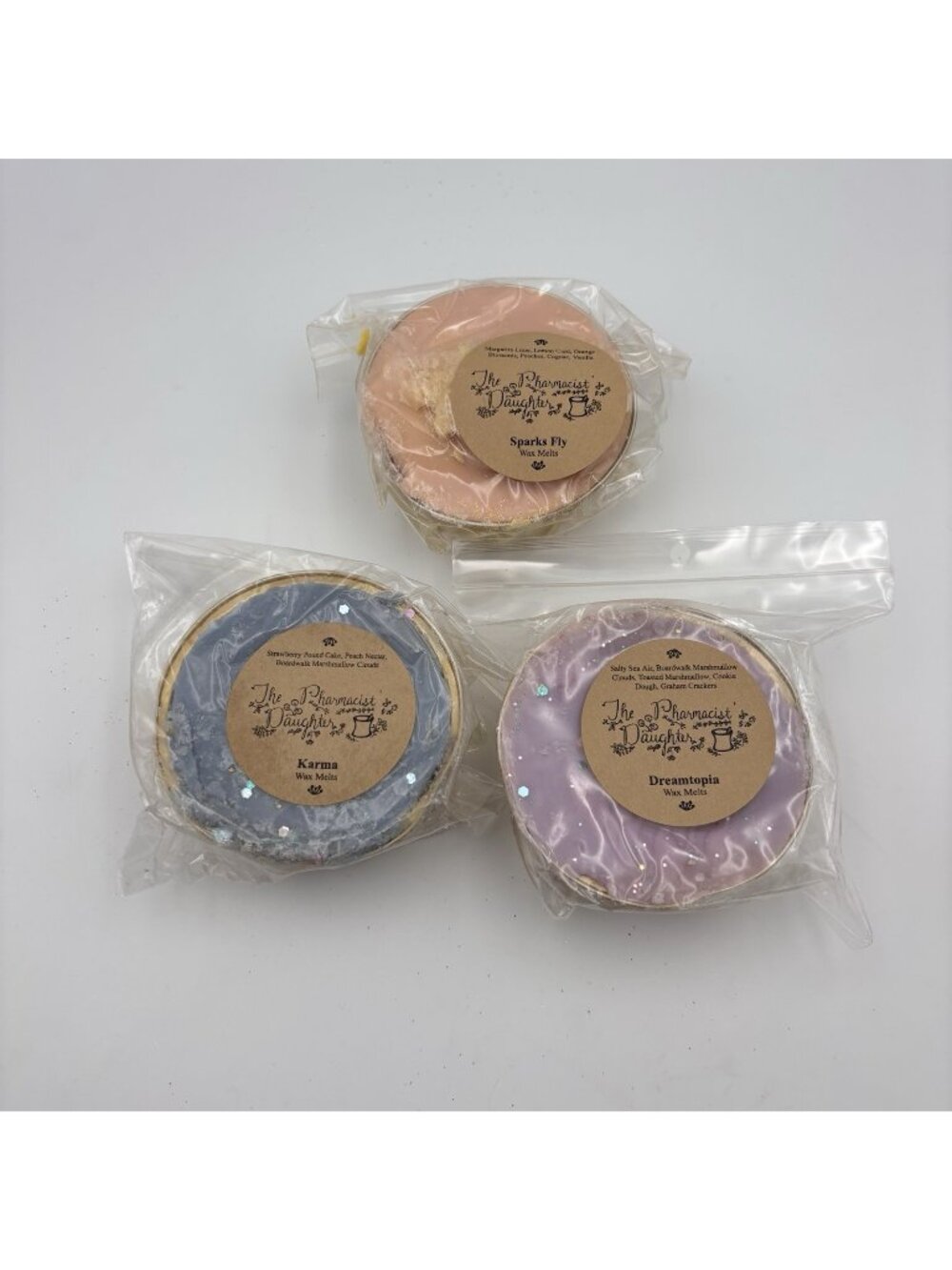 The Pharmacist’s Daughter Vendor Wax Melts 3 Pack Sparks Fly Karma Dreamtopia 3”